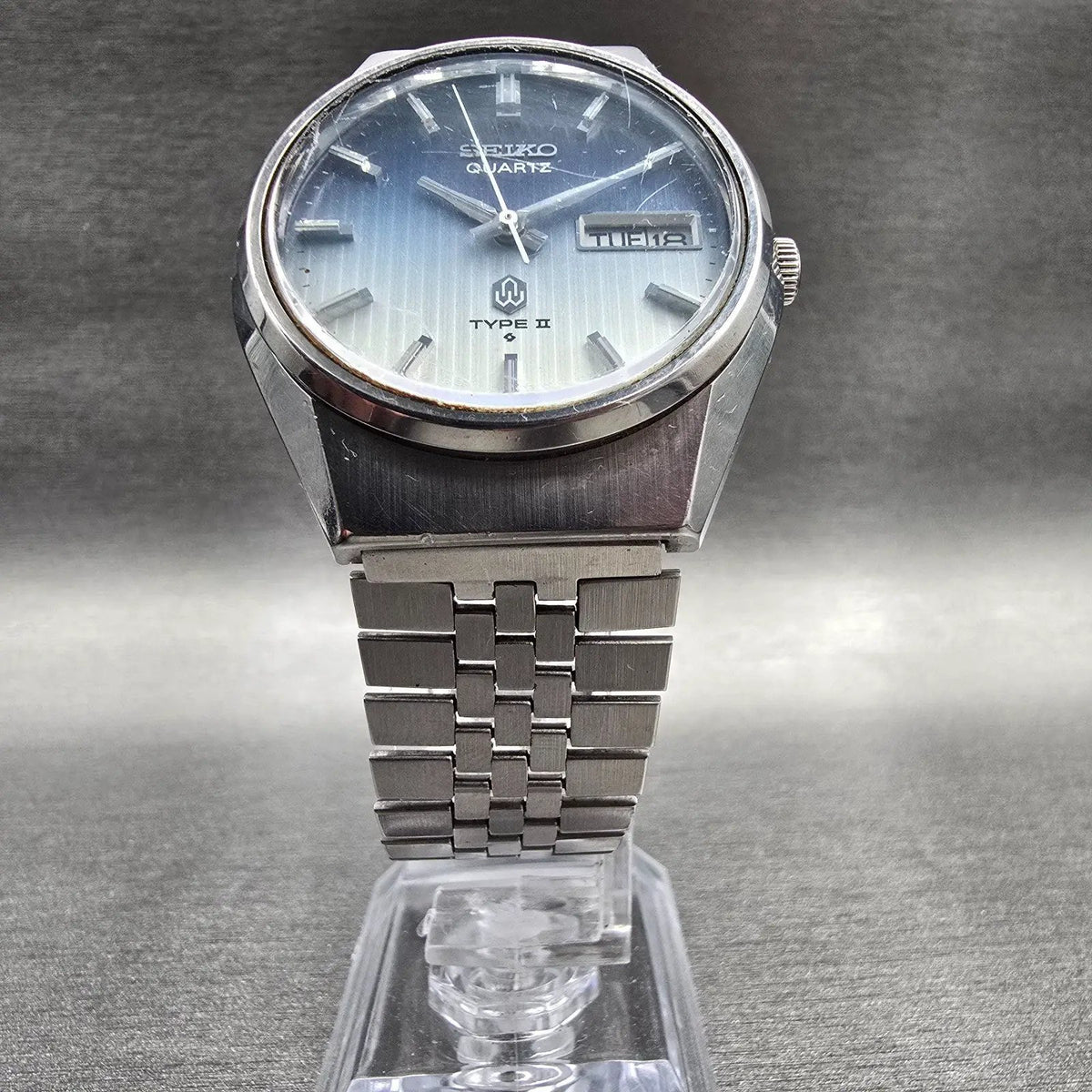 Seiko Type II Watch Men 36mm Blue Dial Silver Tone Daydate 0903-8120 New Battery5