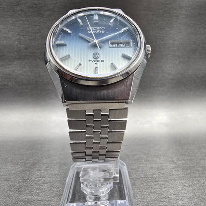 Seiko Type II Watch Men 36mm Blue Dial Silver Tone Daydate 0903-8120 New Battery5
