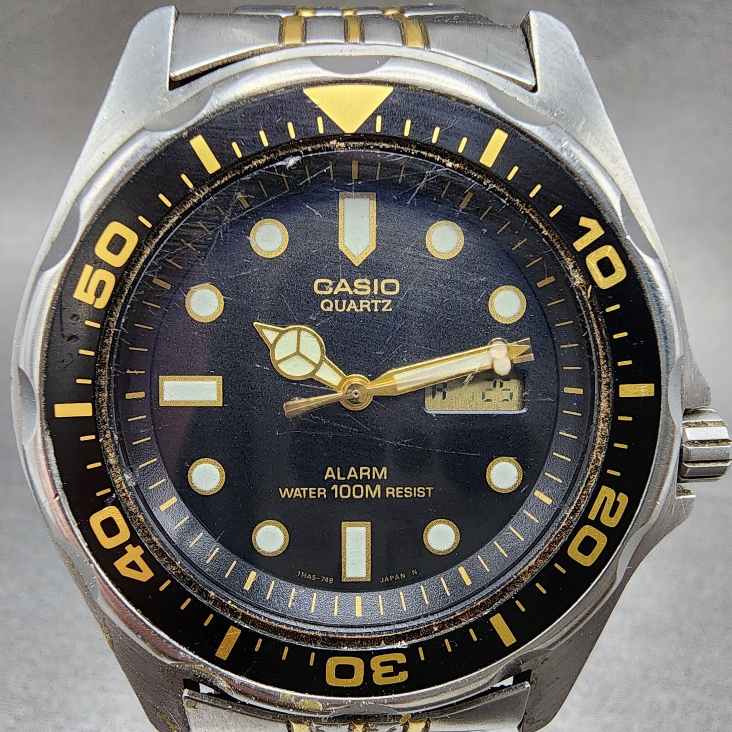 Casio MMA200 Dive Watch Men 42mm Black Dial Steel Analog Digital READ!!!!! Runs1
