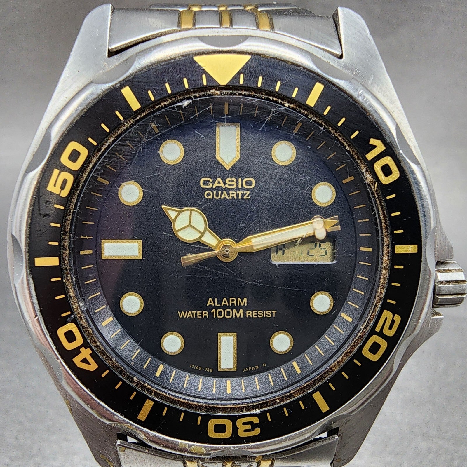 Casio MMA200 Dive Watch Men 42mm Black Dial Steel Analog Digital READ!!!!! Runs1