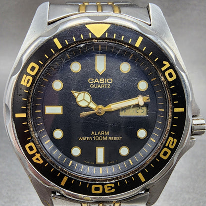 Casio MMA200 Dive Watch Men 42mm Black Dial Steel Analog Digital READ!!!!! Runs1