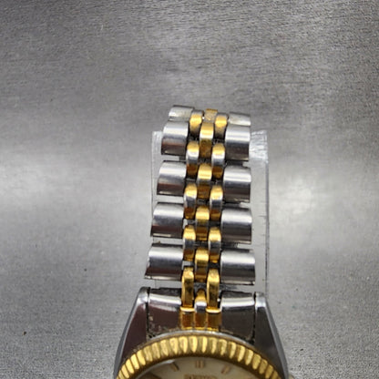 Seiko Watch Women 25mm Cream Dial Two Tone daydate Round 7n830041 New Batt AB564