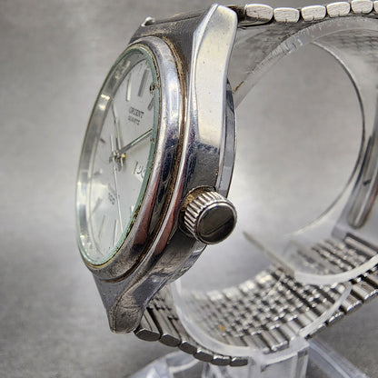 Orient Swimmer Watch Men 35mm Silver Dial Silver Tone Date Round New Battery2