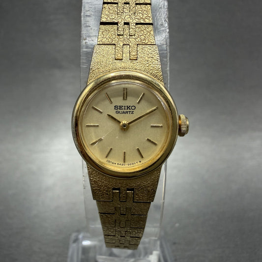 Seiko Watch Women 16mm Champagne Dial Gold Tone Round 54200039 New Battery0
