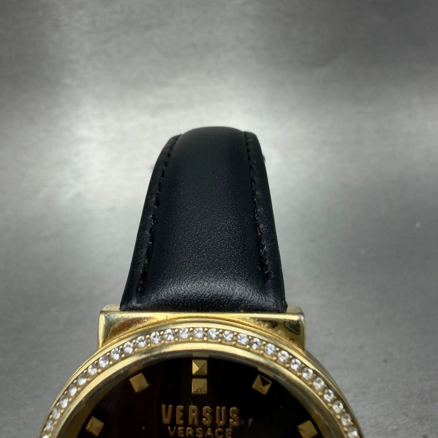 Versace Versus Watch Women 36mm Black Dial Gold Tone Round Leather New Battery4