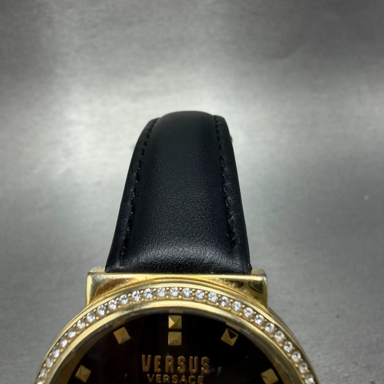 Versace Versus Watch Women 36mm Black Dial Gold Tone Round Leather New Battery4