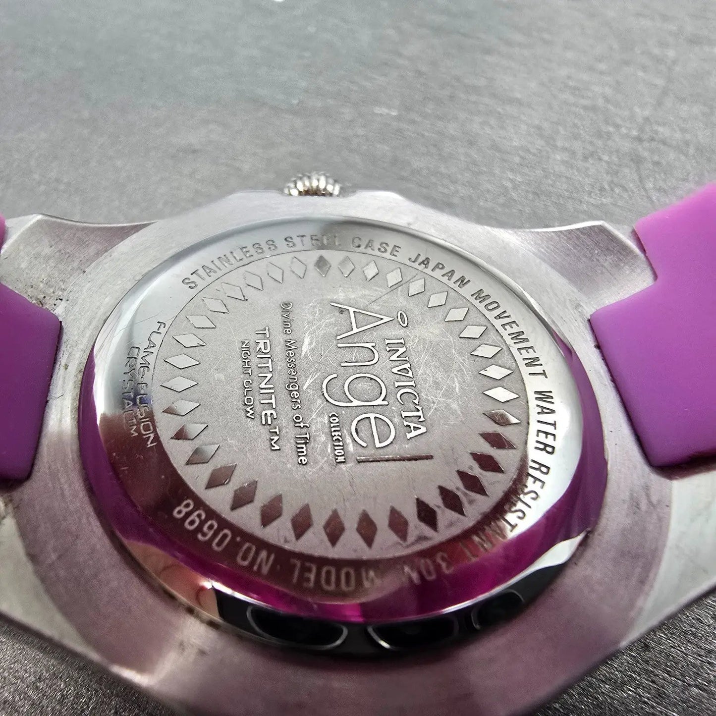Invicta Angel Dive Watch Women 38mm White Dial Steel Purple Daydate 0698 New Bat9