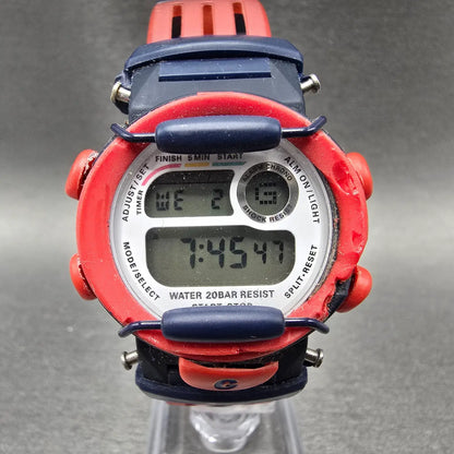 Casio Baby-G BG-370 Watch Women 34mm Blue Red Digital Alarm Chronograph New batt0