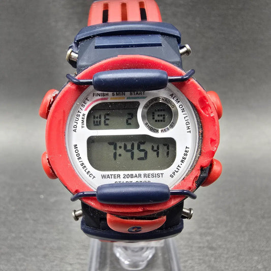 Casio Baby-G BG-370 Watch Women 34mm Blue Red Digital Alarm Chronograph New batt0