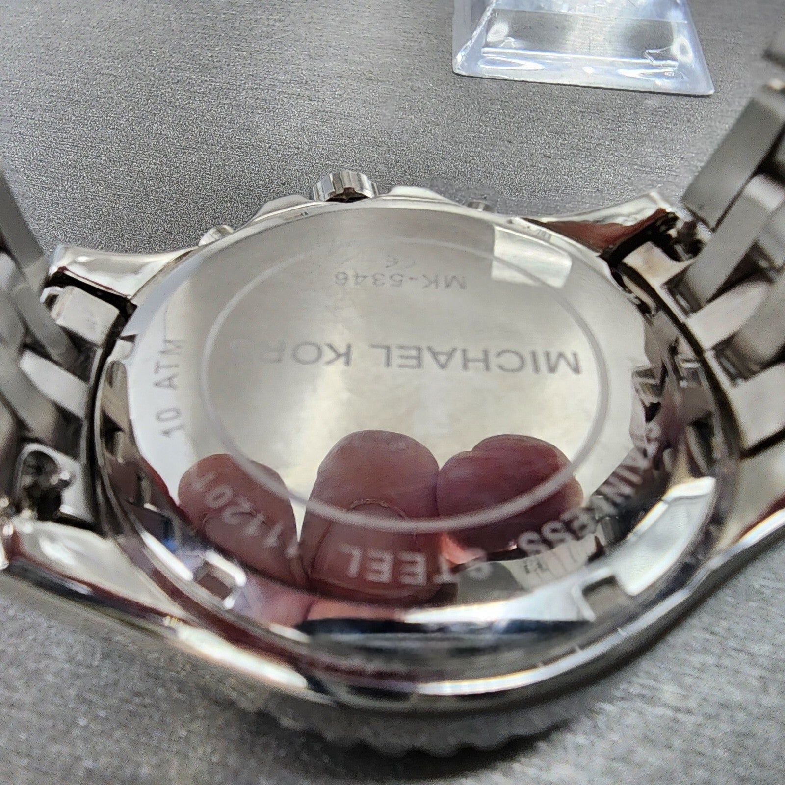 Michael Kors Glitz Chronograph Watch Women 42mm MOP Dial Steel Date Round MK53469