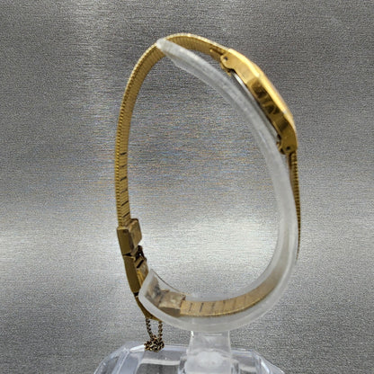 Seiko Watch Women 17mm Gold Dial Gold Tone Octagon 1N005B29 New Battery8