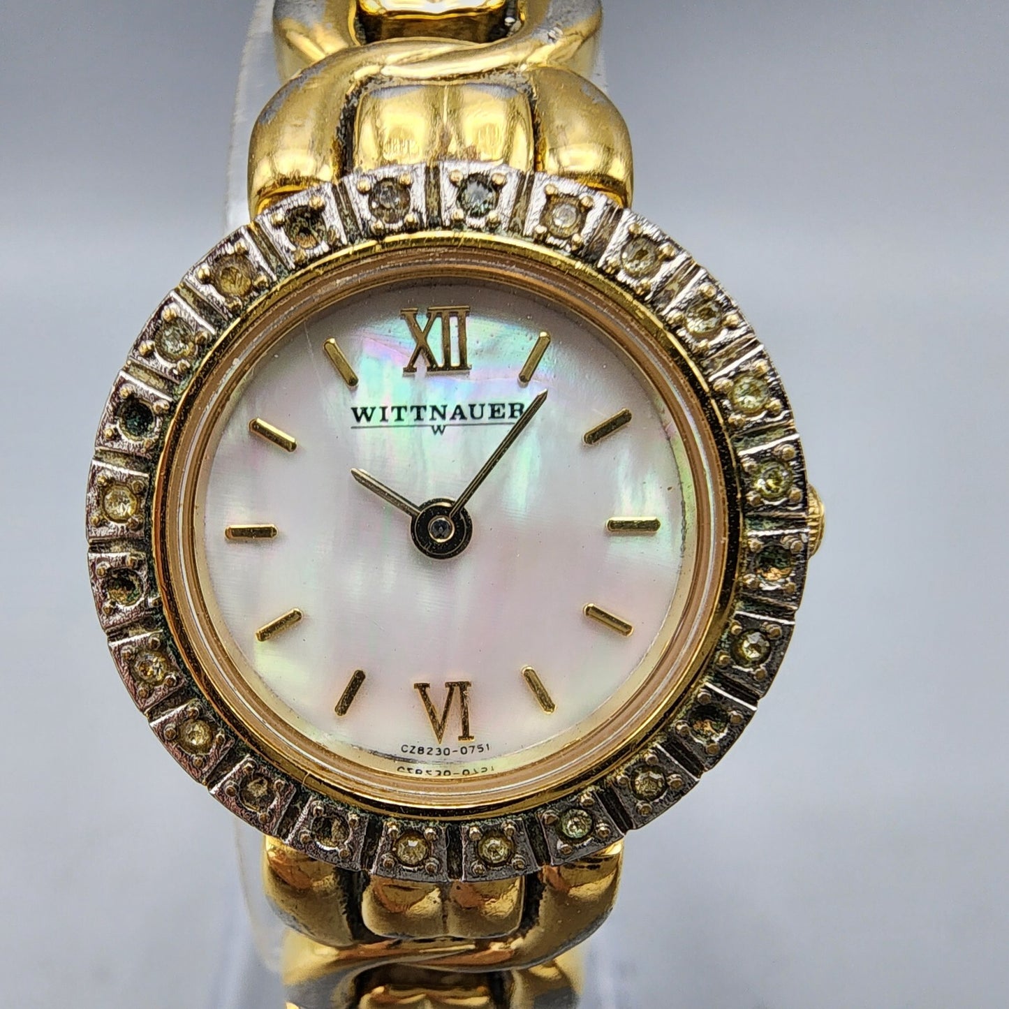 Wittnauer Watch Women Gold Tone MOP Dial Crystal Bezel 22mm CZ8230-0751 PARTS