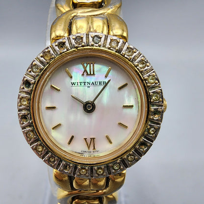 Wittnauer Watch Women Gold Tone MOP Dial Crystal Bezel 22mm CZ8230-0751 PARTS