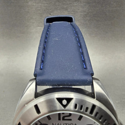 Nautica Dive Watch Men 39mm White Dial Silver Tone Date Round New Battery4