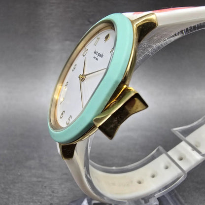 Kate Spade Watch Women 33mm White Dial Gold Case Round Floral Band New Battery2