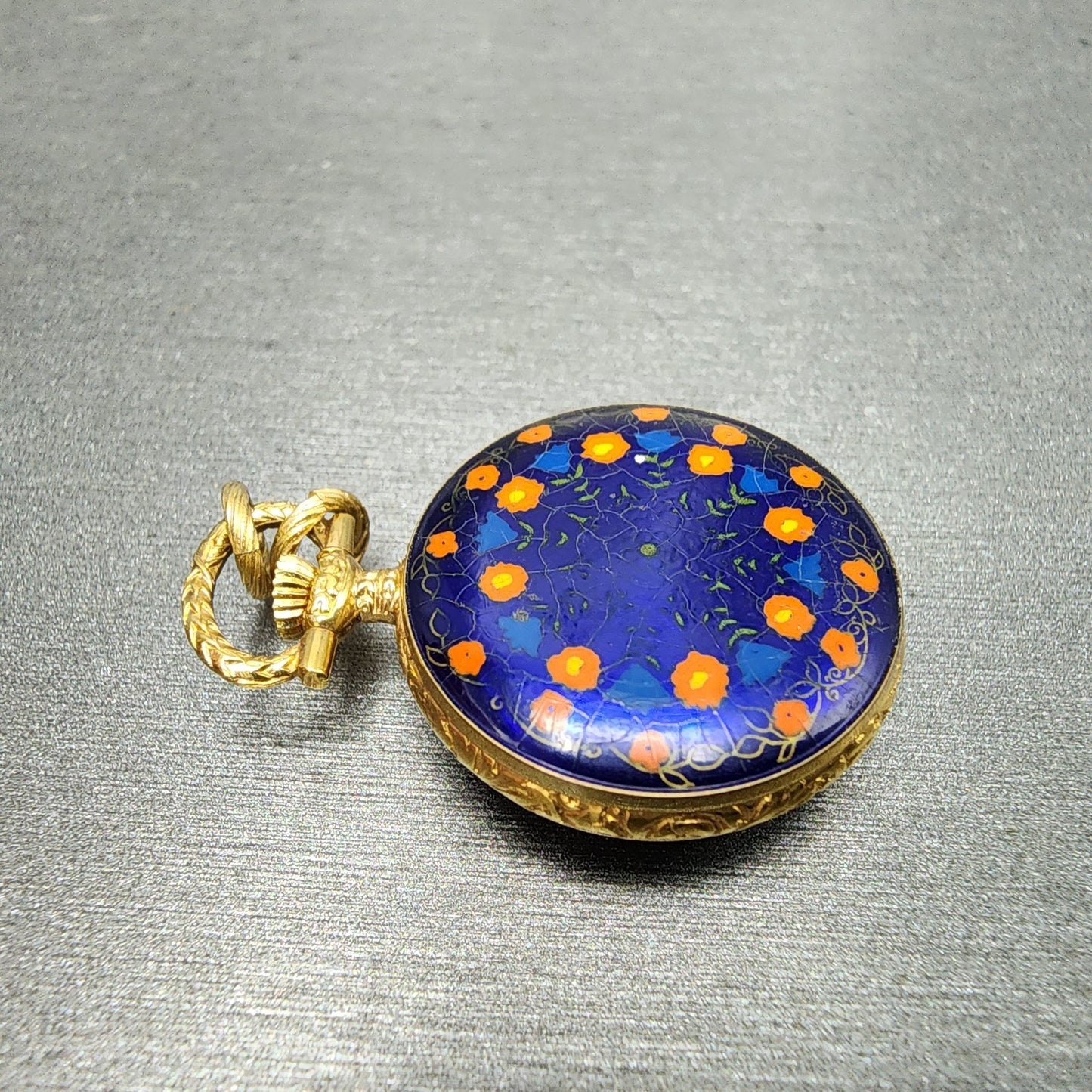 Seiko Pendent Watch Women 23mm Champagne Dial Gold & Blue Tone Manual Runs8