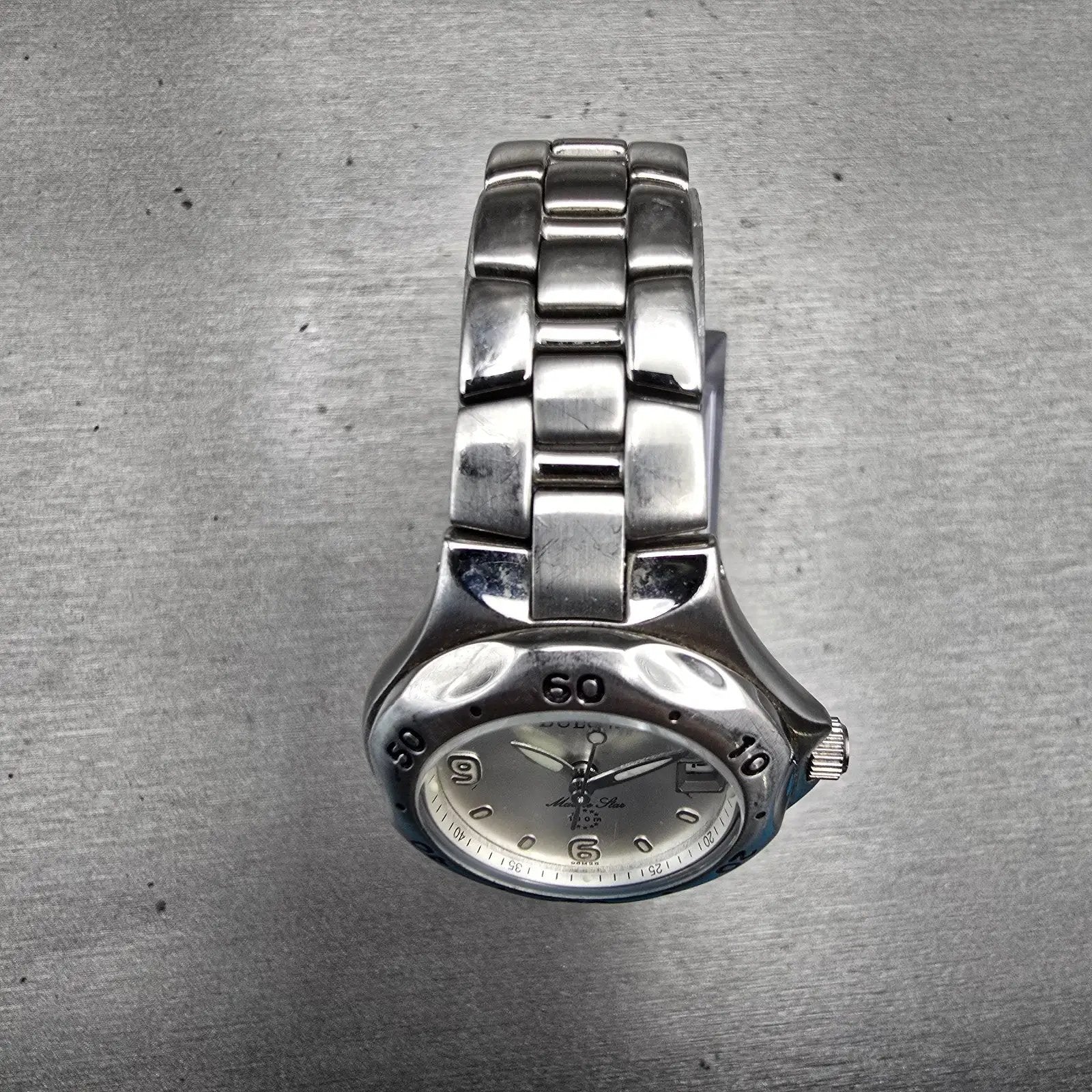 Bulova Marine Star Watch Women 28mm Silver Dial Silver Tone Date 96M25 New Batt4