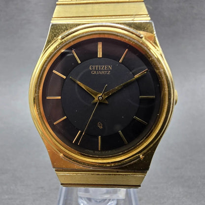 Citizen CQ Watch Unisex 30mm Black Dial Gold Tone Round 6031-G04118 New Battery0