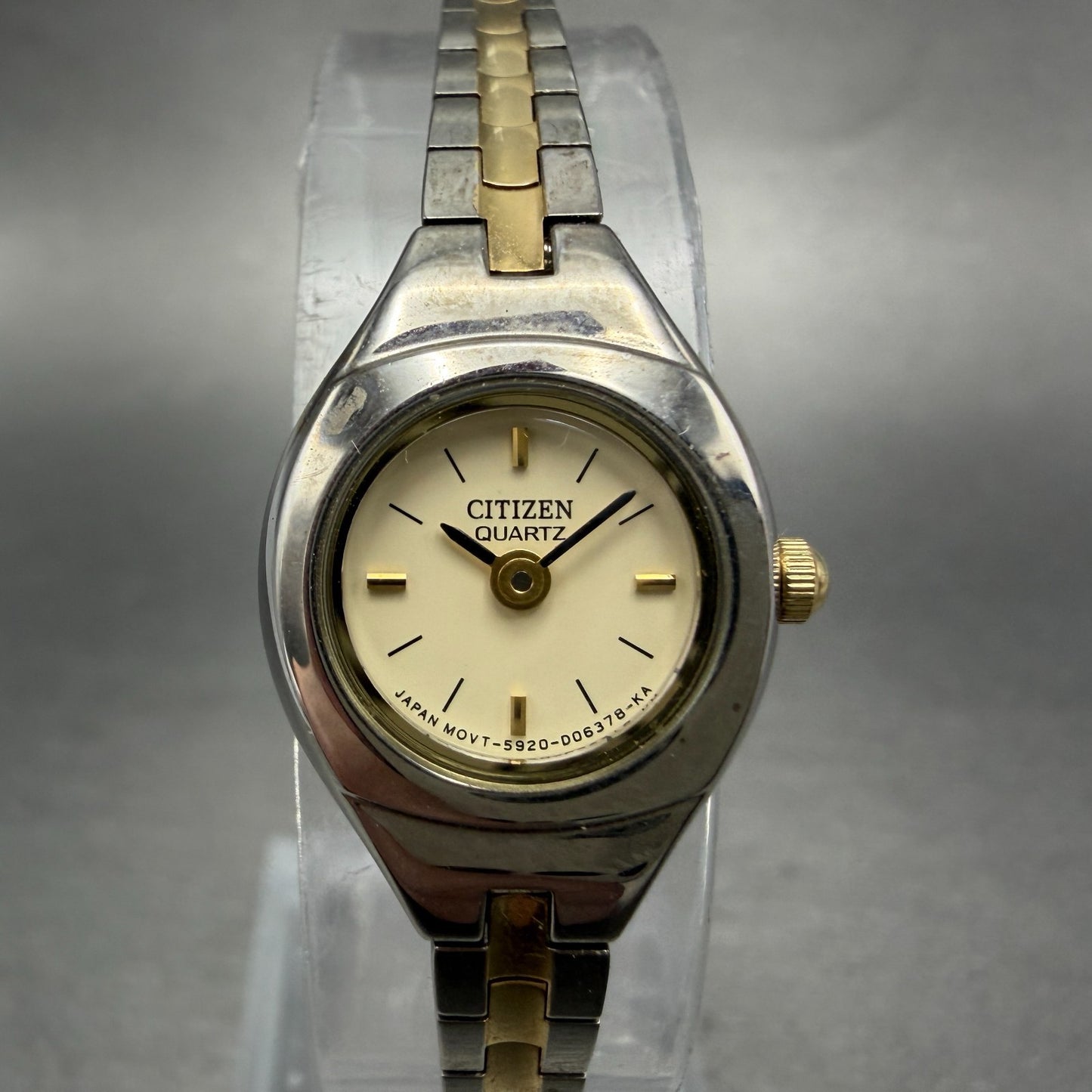 Citizen Watch Women 17mm Cream Dial Two Tone Round 5920-S91531 New Battery HG4210