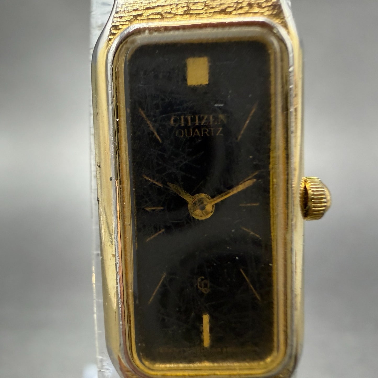 Citizen CQ Tank Watch Women 13mm Black Dial Gold Tone 2250-229932 New Battery1