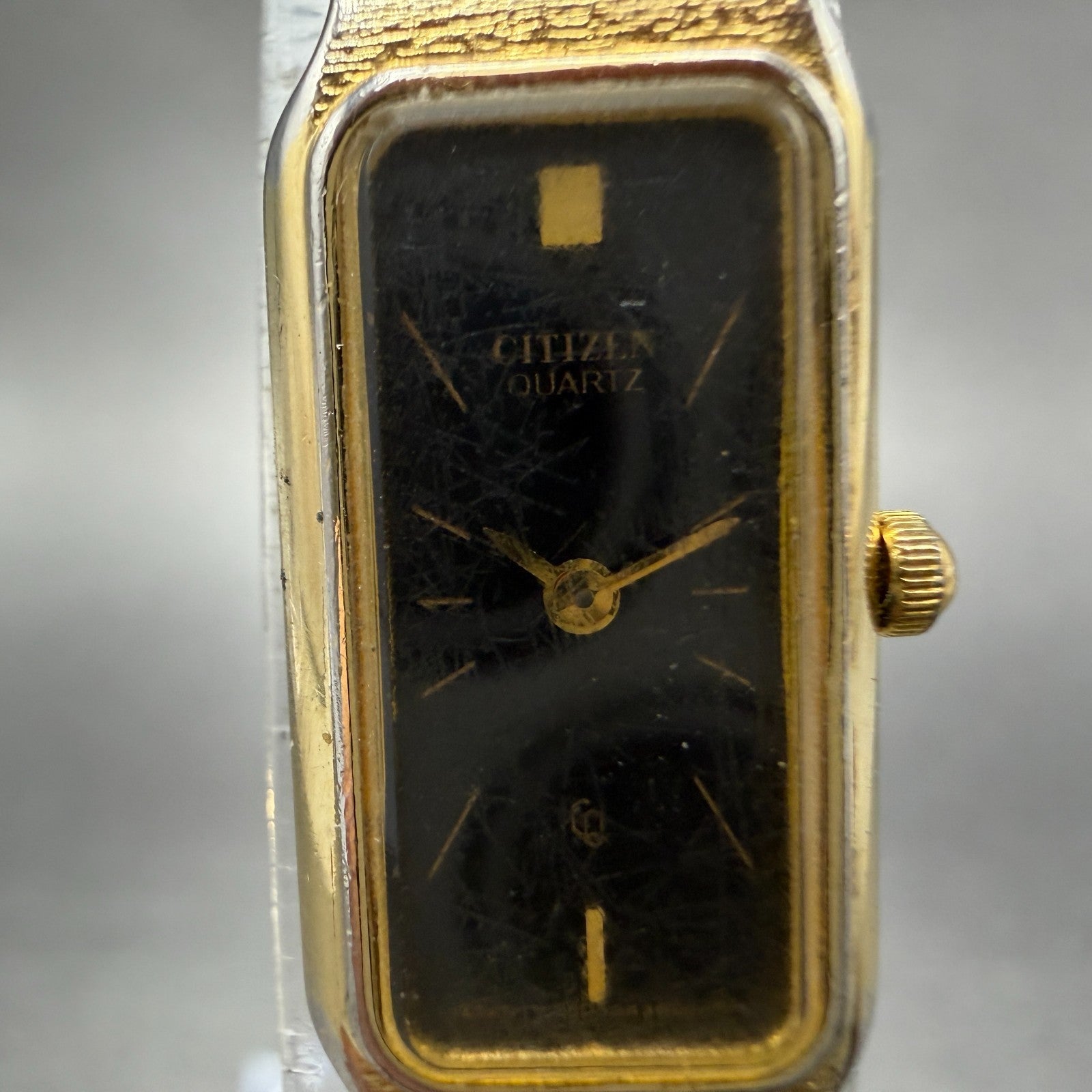 Citizen CQ Tank Watch Women 13mm Black Dial Gold Tone 2250-229932 New Battery1