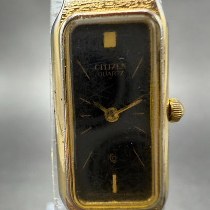 Citizen CQ Tank Watch Women 13mm Black Dial Gold Tone 2250-229932 New Battery1