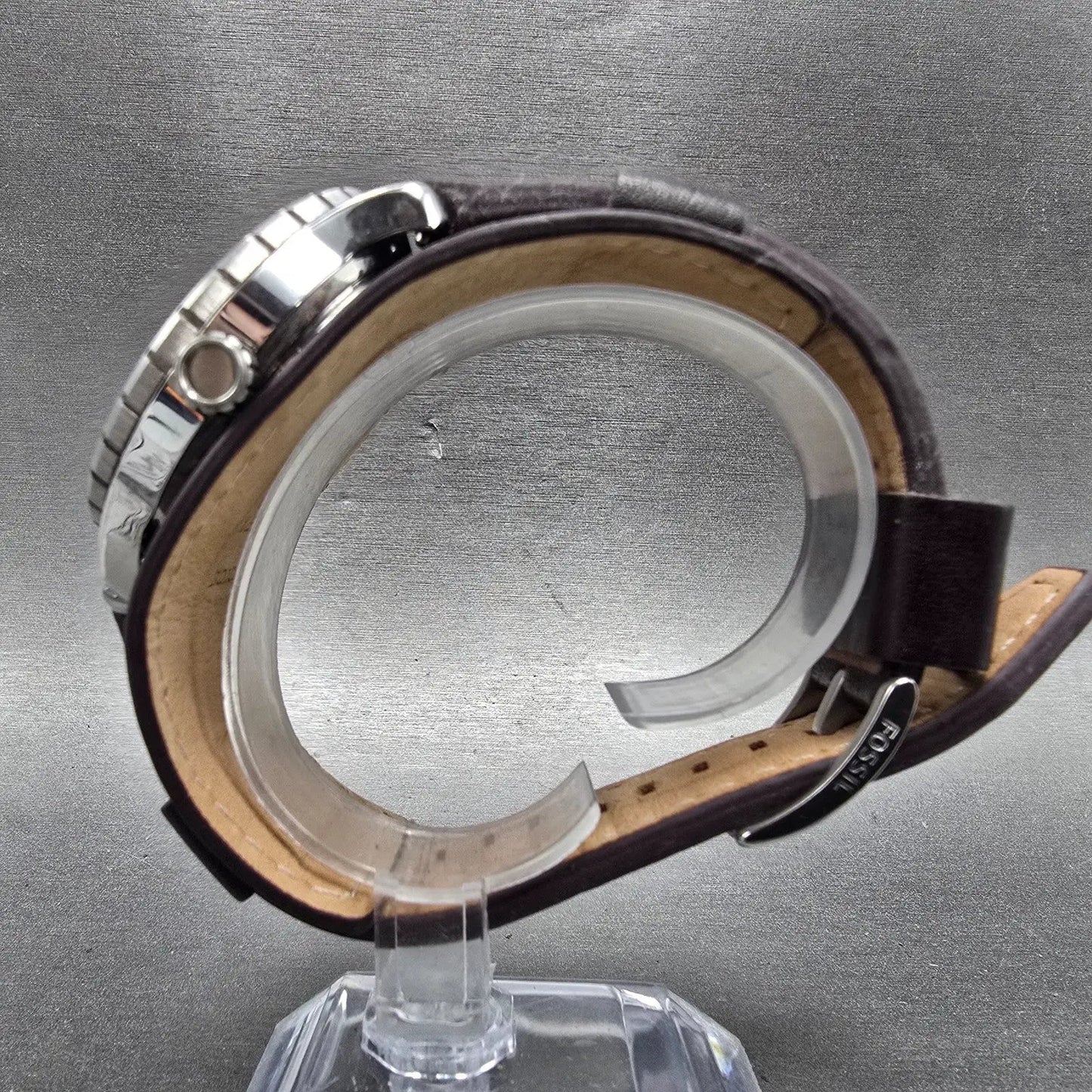 Fossil Dive Watch Men 43mm Black Dial Silver Tone Daydate BQ1053 New Battery7