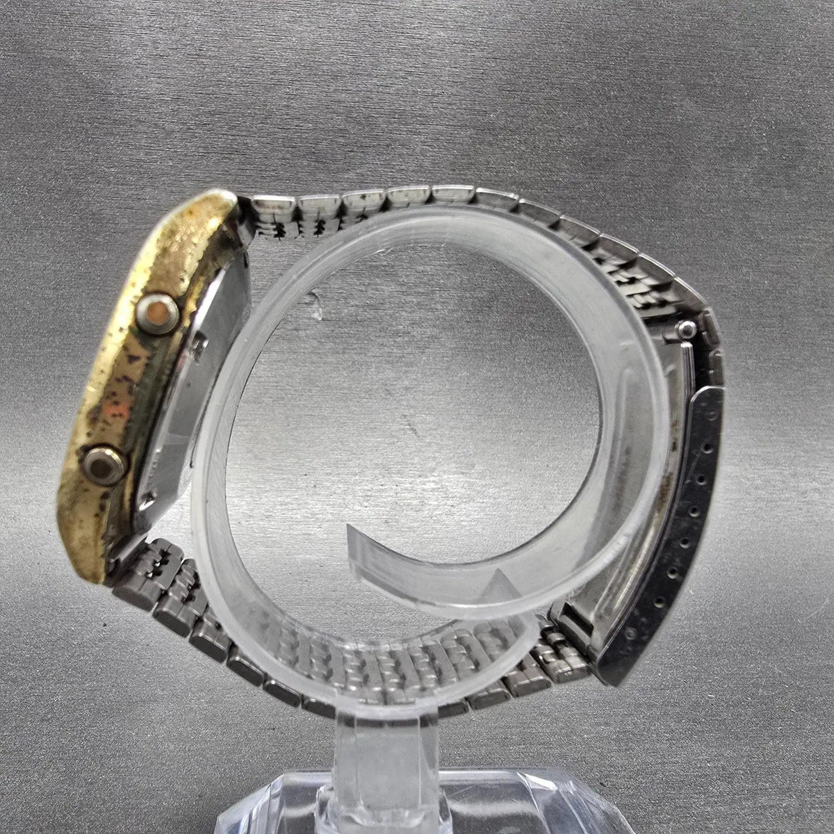 Seiko Watch Men 34mm Gold Digital Alarm Chronograph A158-5059 PARTS Vintage7