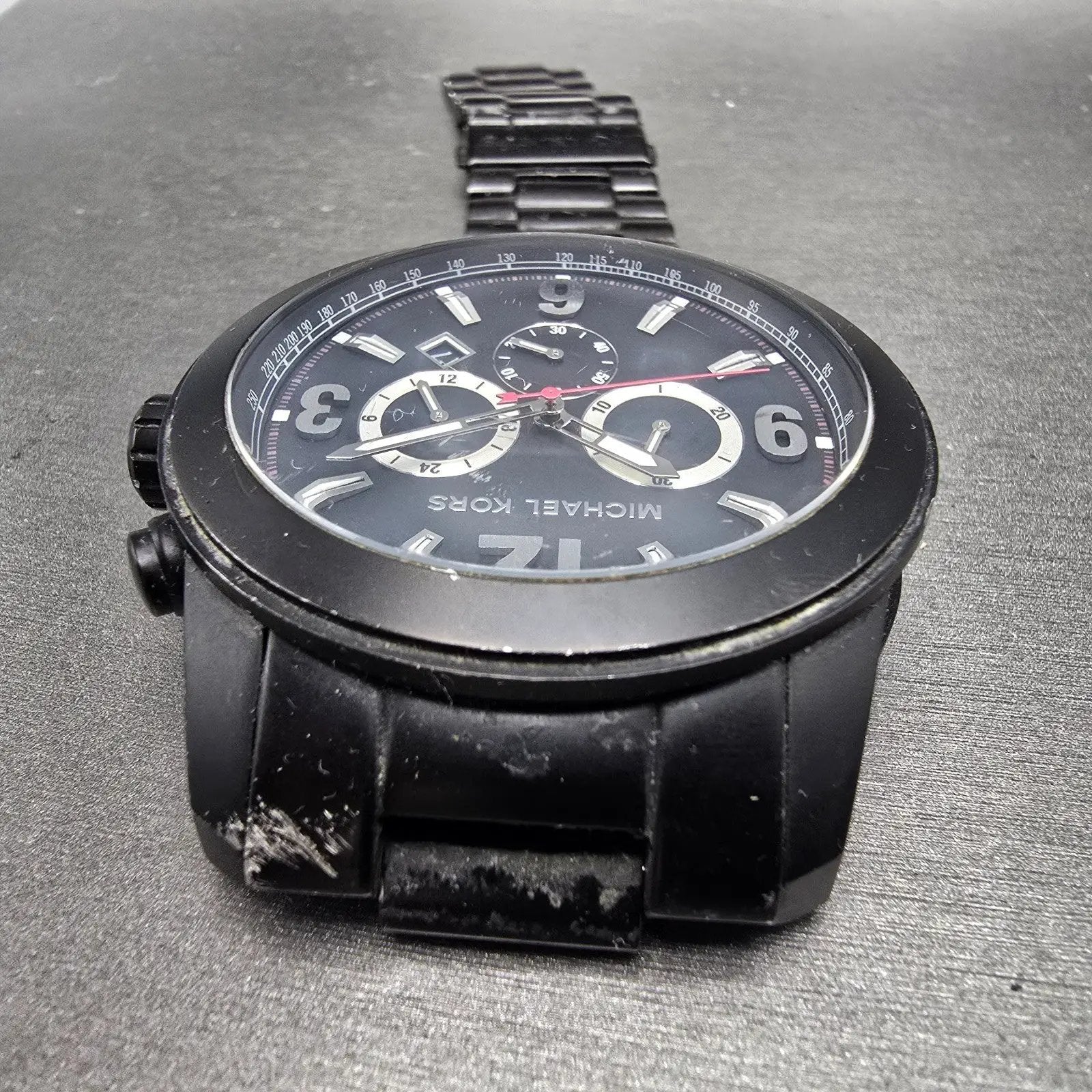 Michael Kors Chronograph Watch Men 51mm Black Dial Black Tone Date MK8196 NewBat4