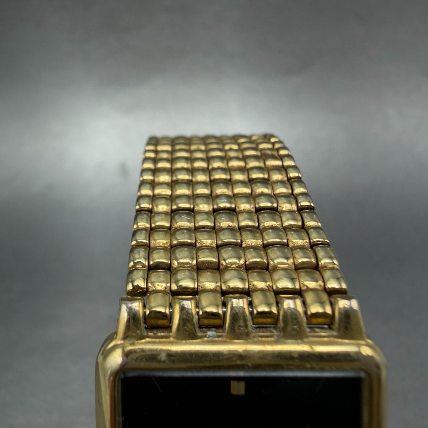 Citizen CQ Tank Watch Men 22mm Black Dial Gold Tone 2200-S12843 New Battery VTG4