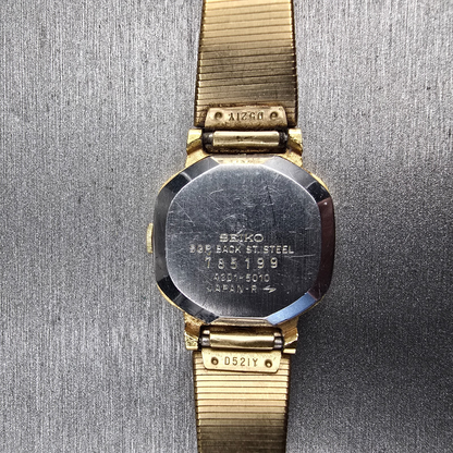 Seiko Watch Women 21mm Champagne Dial Gold Tone Rectangle 4301-5010 New Battery10