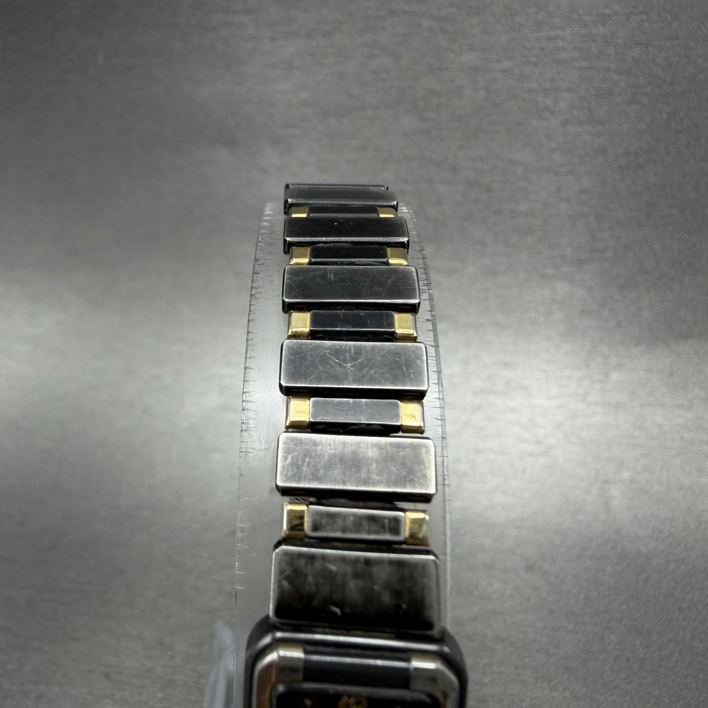 Seiko Tank Watch Women 14mm Black Dial Black & Gold Tone 2E20-5590 New Battery A4