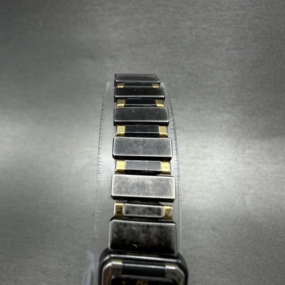 Seiko Tank Watch Women 14mm Black Dial Black & Gold Tone 2E20-5590 New Battery A4