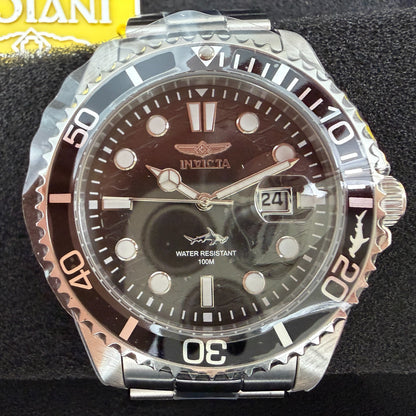 Invicta Pro Diver Watch Men 43mm Black Dial Silver Tone Date Round 300181