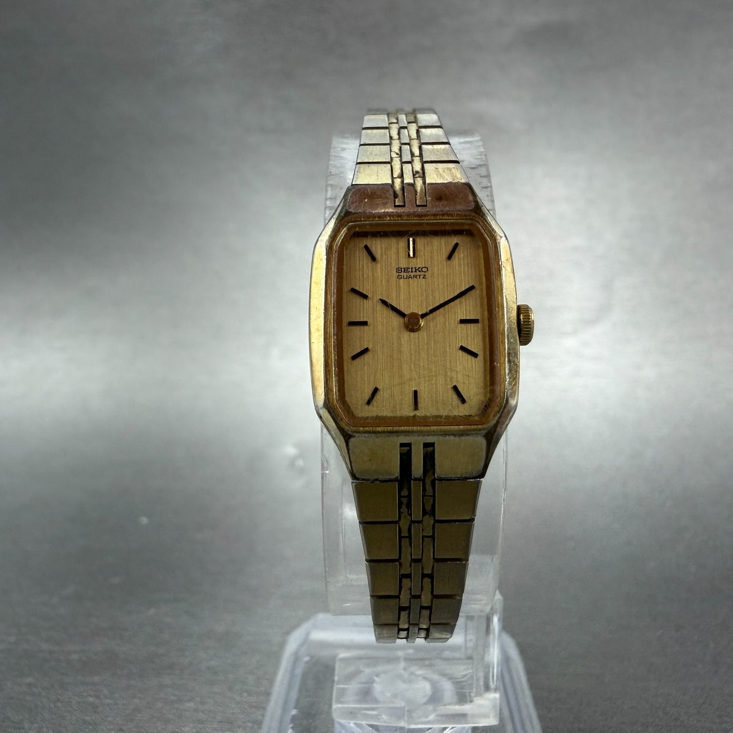 Seiko Watch Women 16mm Gold Dial Gold Tone Octagon 2C20-5209 New Battery Vintage5
