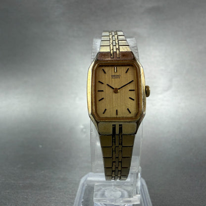 Seiko Watch Women 16mm Gold Dial Gold Tone Octagon 2C20-5209 New Battery Vintage5