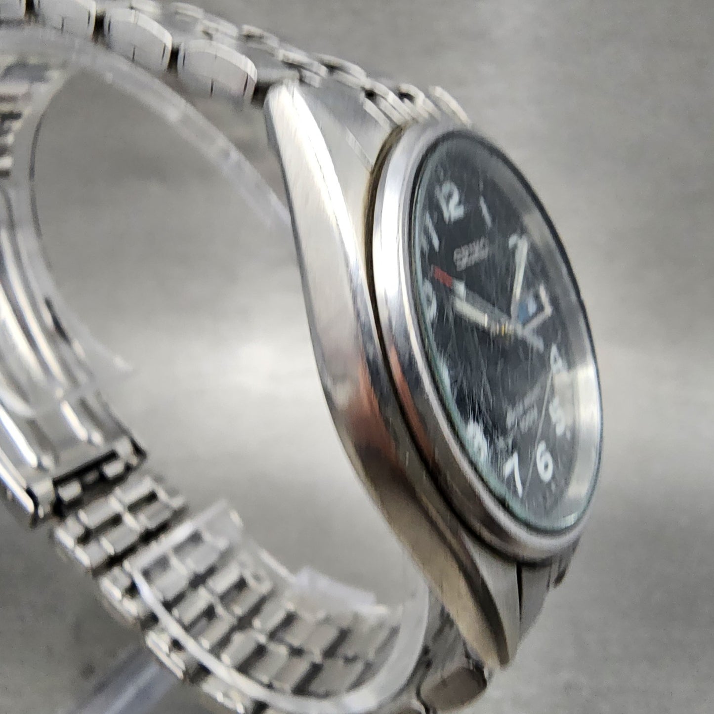 Seiko Watch Men 35mm Black Dial Silver Tone Daydate Round 7n438329 New Battery3