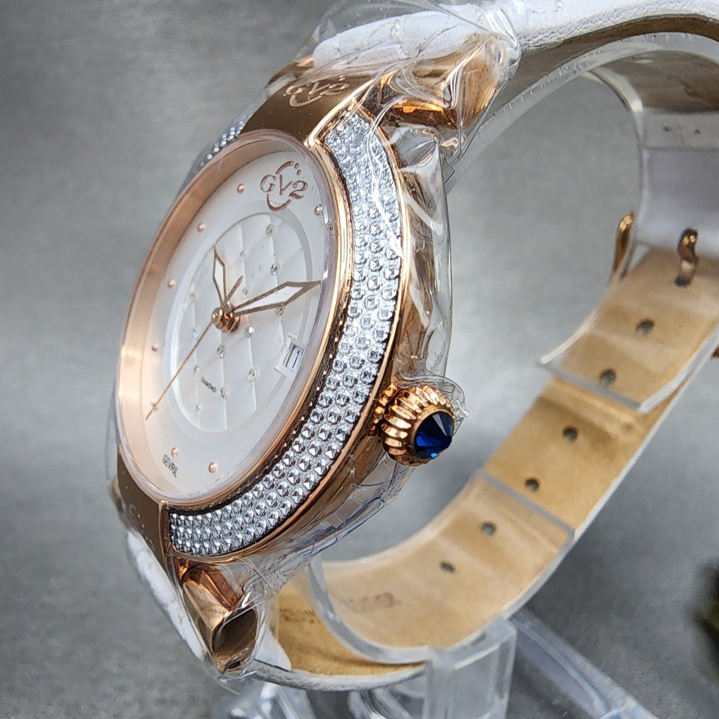Gevril GV2 Berletta Watch Women 37mm White Dial Rose Gold Tone Date New Battery2