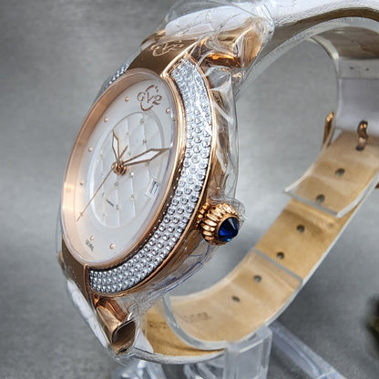 Gevril GV2 Berletta Watch Women 37mm White Dial Rose Gold Tone Date New Battery2