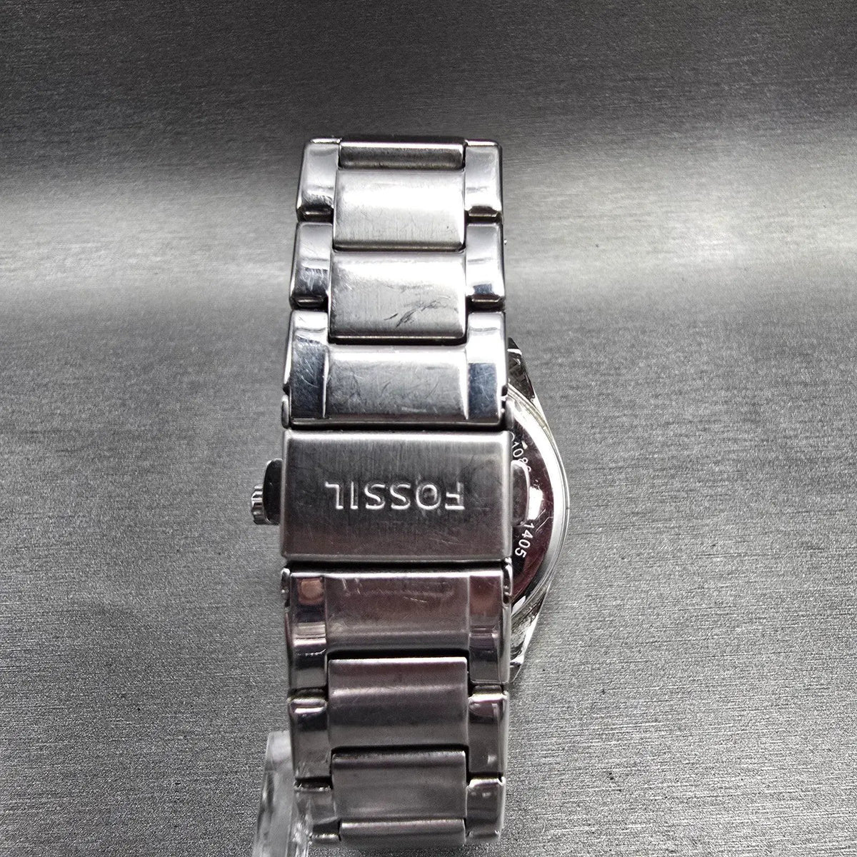 Fossil Watch Women 40mm Silver Dial Silver Tone Daydate Gemmed BQ1066 New Batt7