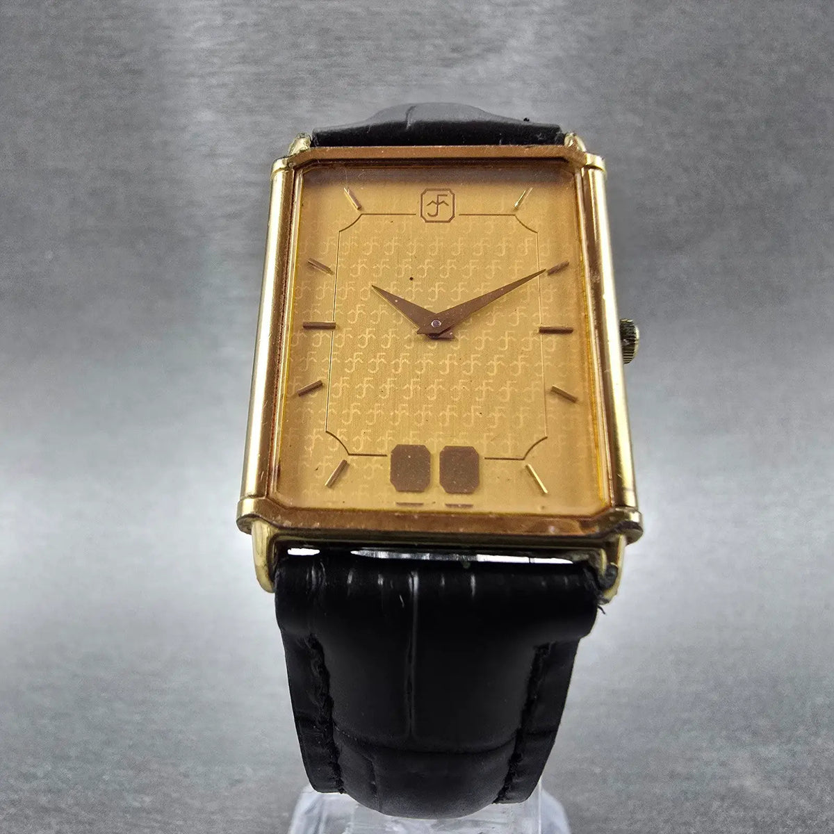 Seiko Tank Watch Men 25mm Gold Dial Gold Tone Rectangle 7430-5630 New Battery5