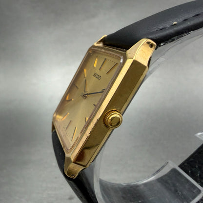 Seiko Tank Watch Men 25mm Champagne Dial Gold Tone 7N01-5180 New Battery Vintage2