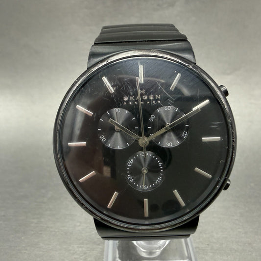 Skagen Chronograph Watch Men 40mm Black Dial Black Tone Round SKW6110 New batt0