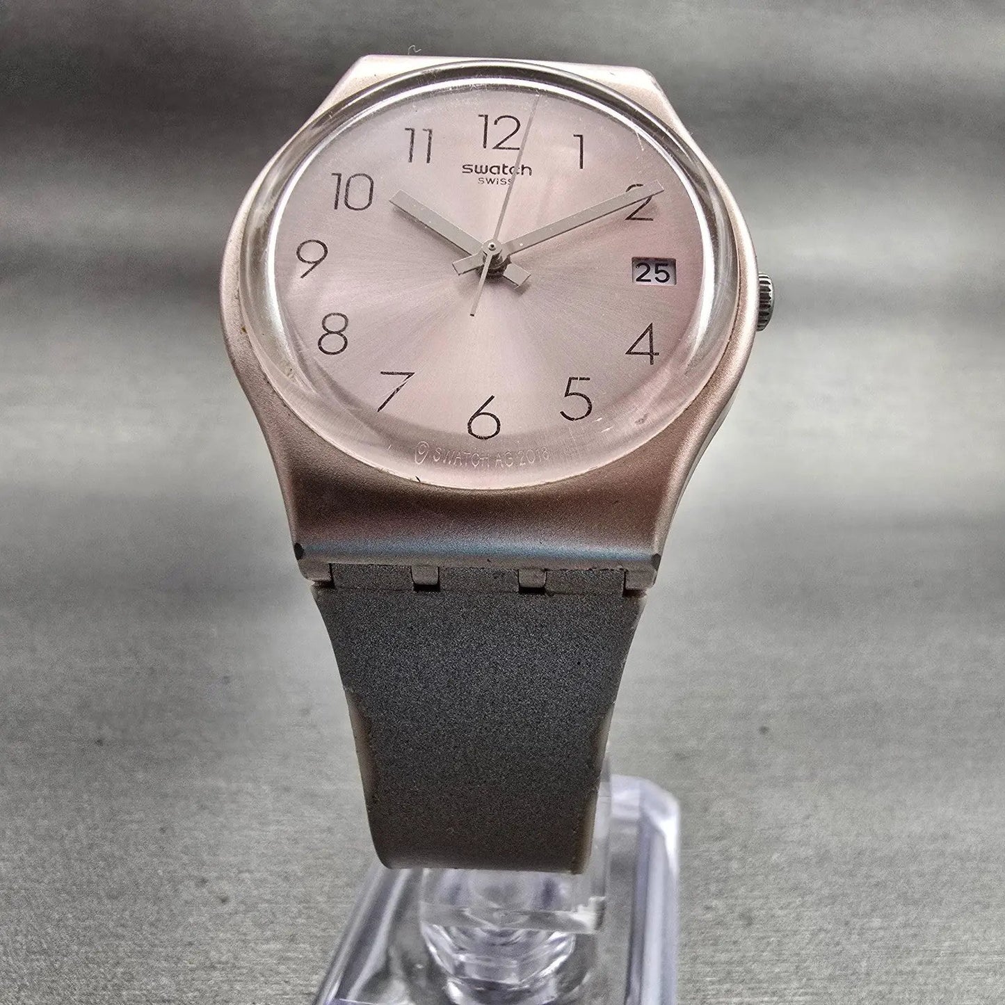 Swatch PINKBAYA Watch Women Pink Dial Pink Case Date Round GP403 New Battery5