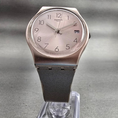 Swatch PINKBAYA Watch Women Pink Dial Pink Case Date Round GP403 New Battery5