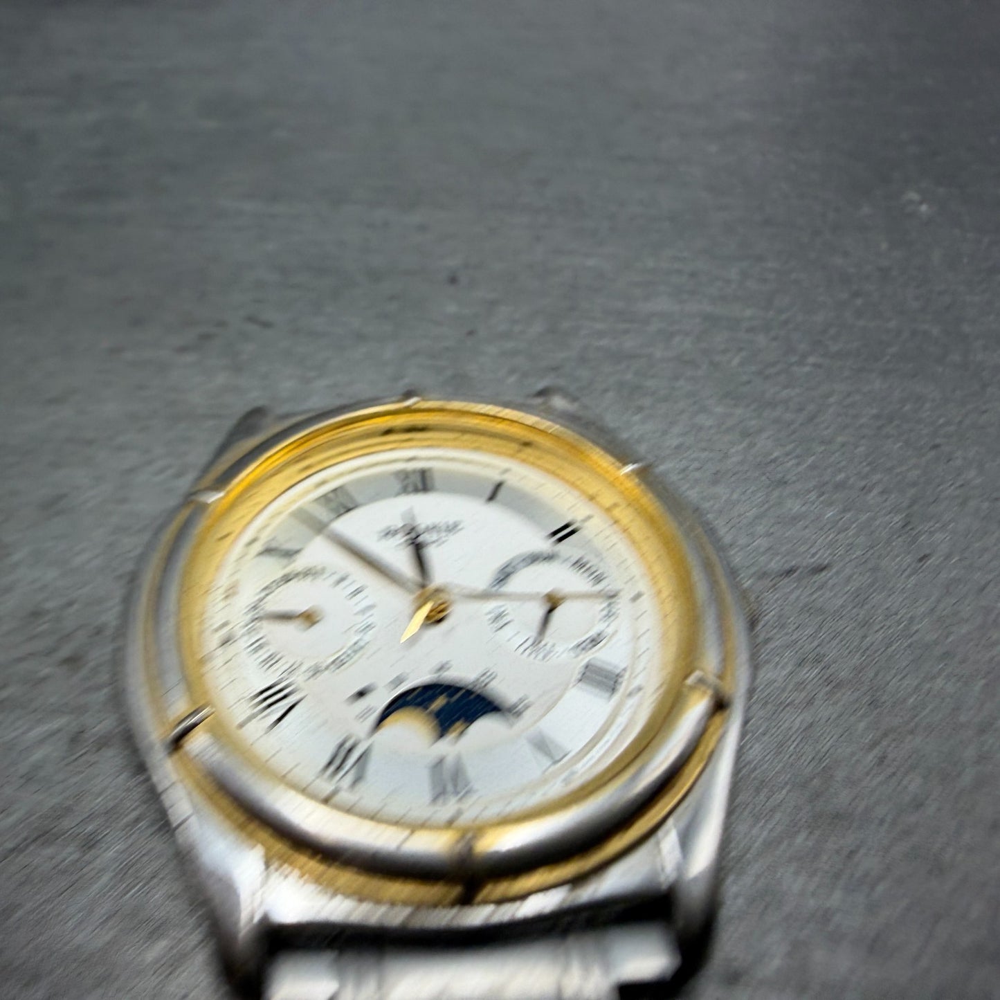 Caasio Rookie Moonphase Watch Men 34mm White Dial Silver Tone RKM-951 PARTS4
