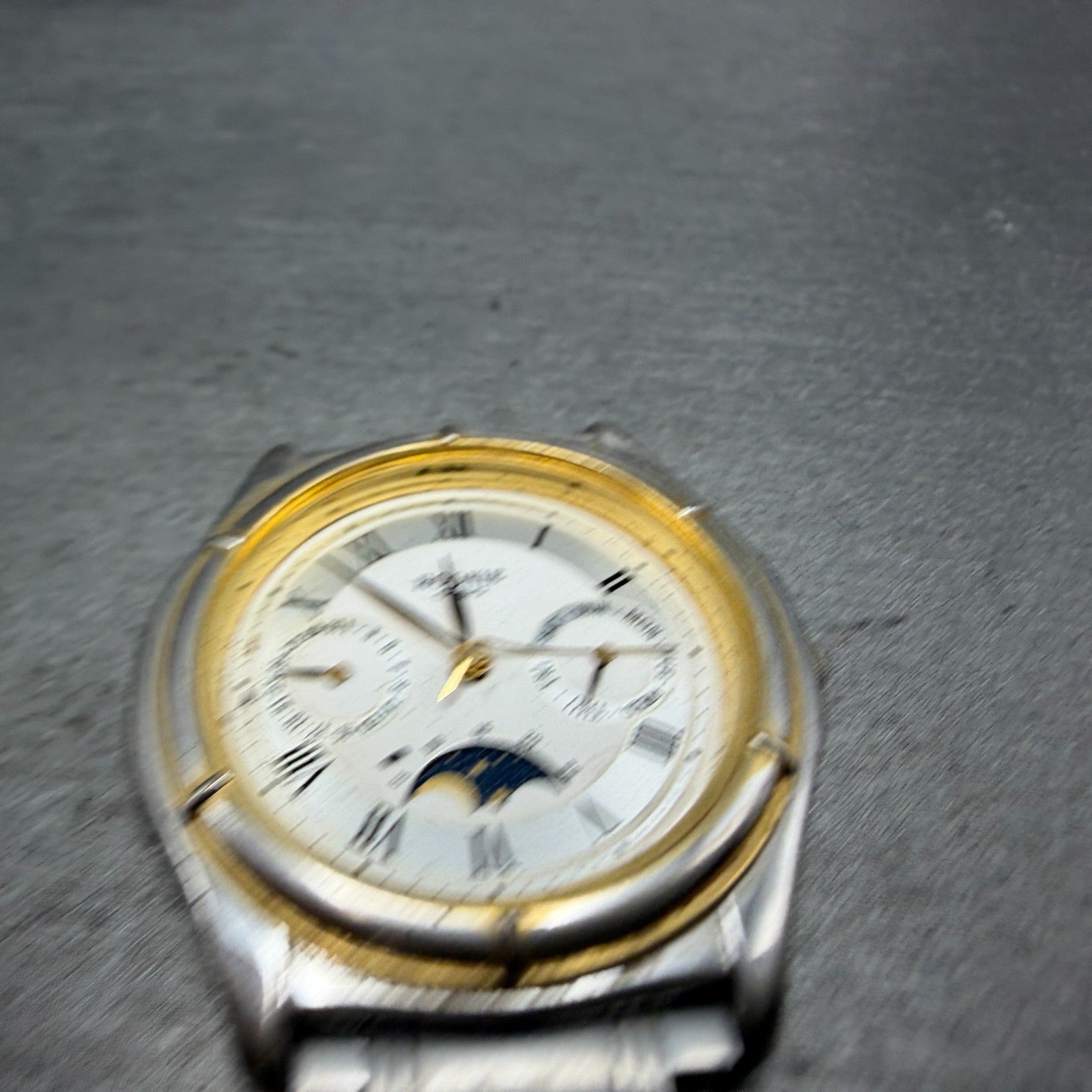 Caasio Rookie Moonphase Watch Men 34mm White Dial Silver Tone RKM-951 PARTS4