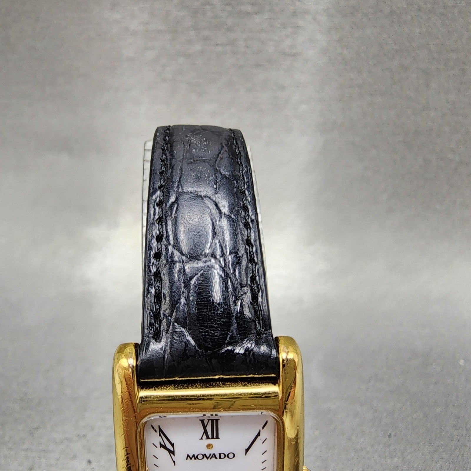 Movado Tank Watch Women 20mm White Dial Gold Tone Rectangle 87.A1.455 New BattB14