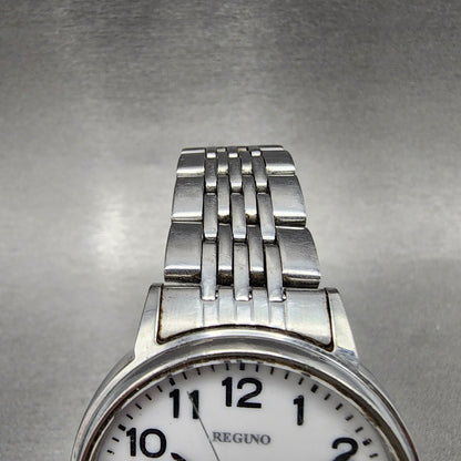 Citizen Reguno Solar Watch Men 38mm White Dial Steel Daydate E101-R005316 Runs