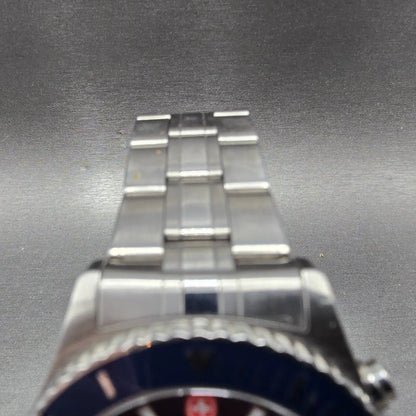 Wenger Swiss Military Chronograph Watch Men 42mm Blue Dial Steel Diver 791004